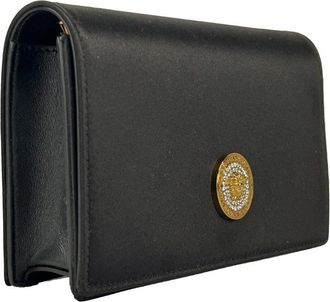 Versace Crossbody Chain Strap Wallet - Black
