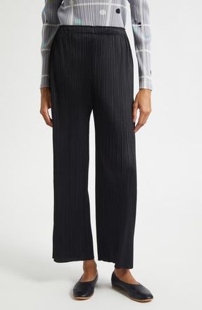 Pleats Please Issey Miyake Monthly Color February Pleated Straight Leg Pants in Black at Nordstrom, Size 3