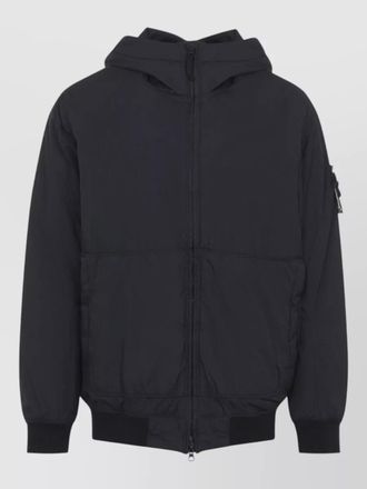 Stone Island hooded bomber jacket ribbed cuffs pockets