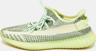 adidas Neon Yellow Knit Fabric Boost 350 V2 Semi Frozen Yellow Sneakers Size 43 2/3