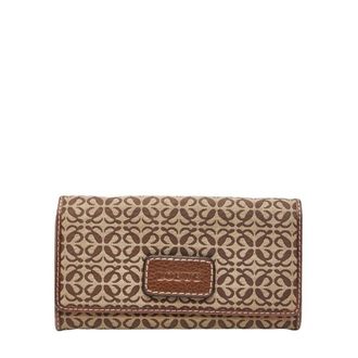 Loewe Brown Canvas Leather Long Wallet (Tri-Fold) (Pre-Owned)