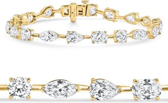 Pompeii3 10Ct Mixed Cut Diamond Tennis Bracelet 7 14k Yellow Gold Lab Grown Size: 7