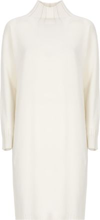 Fabiana Filippi Ivory Wool Blend Mini Dress With High Neck