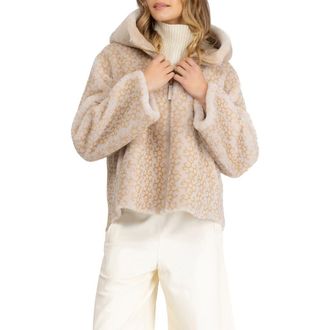 Gorski Genuine Shearling Insignia Jacket, Hood, Reversible in Cream/palomino Nsignia/gold at Nordstrom, Size X-Small