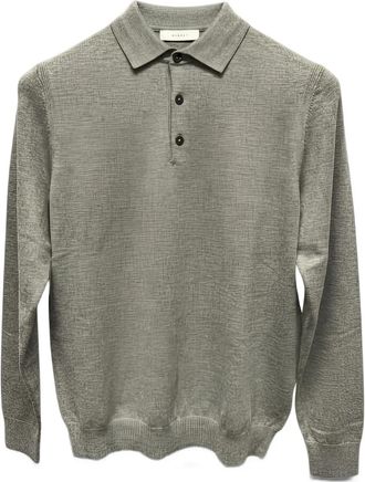 Diktat buttoned long-sleeve polo shirt - Grey