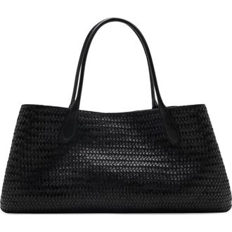 Mango Large Braided Leather Shoulder Bag in Black at Nordstrom