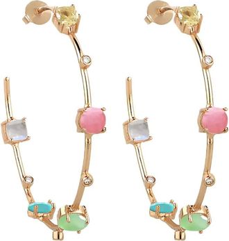 Atelier Mon stone hoop earrings - Gold