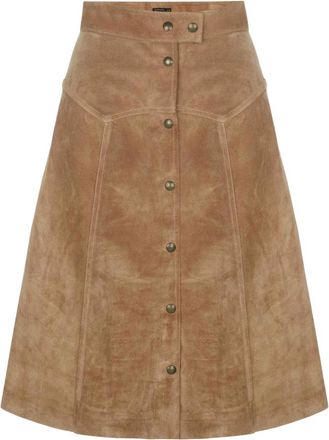 Belstaff A-lijn leren rok - Dames - Rokken - Bruin - Maat: 3XS Leer