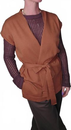 Pinch Design Front Tie Blazer Vest In Brown