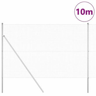 Berkfield Home Modern Welded Wire Fence with 7 Posts 1.5x10 m Galvanised Steel in Silver