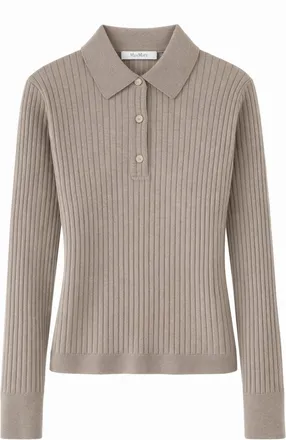 Max Mara Cashmere and Silk Knit Polo Shirt - Dove