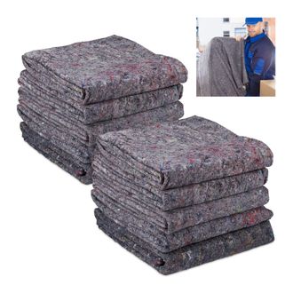 Relaxdays Relaxdays - Pack 10 Fieltros Protectores Mudanzas, Mantas Transporte O Almacenaje, Material Reciclado, 150 X 200 Cm, Gris