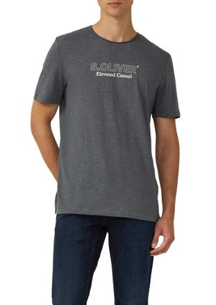 s.Oliver T-Shirt S.OLIVER, Herren, Gr. XXL, schwarz, Jersey, Obermaterial: 60% Baumwolle, 40% Polyester, bedruckt, meliert, regular fit taillenbedeckt, Rundhal