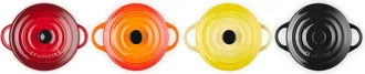LE CREUSET Mini Cocottes 4 Piezas Rojo Cereza Negro Amarillo Naranja