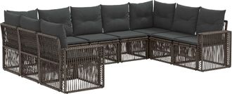 vidaXL Conjunto De Sof&aacute;s De Jard&iacute;n 9 Uds. Gris Y Gris Oscuro Vidaxl