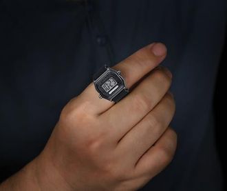 Breed Austin LCD Silicone Ring Watch in Black at Nordstrom