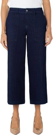 Liverpool L.A. Crop Wide Leg Denim Cargo Pants in Indigo Rinse at Nordstrom, Size 12