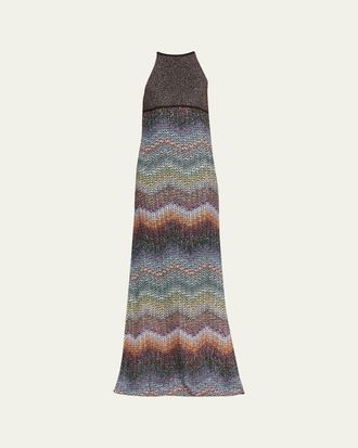 Missoni Sequin Wefted Loom Knit Halterneck Gown