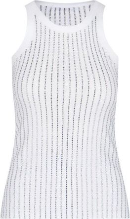 The Attico Crystal Top In White Cotton Jersey