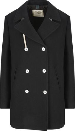 Camplin Jas met dubbele rij knopen en touwdetail - Zwart