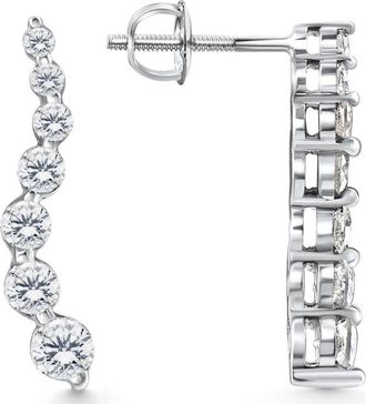 Pompeii3 1ct Diamond Journey Earrings 14K White Gold 1 Tall