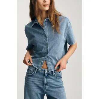Mavi Jessie Denim Shirt in Mid Move at Nordstrom, Size X-Large