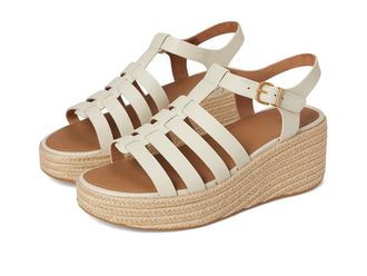FitFlop PLATFFORMS Espadrille Leather Fisherman Wedge Sandals Womens Wedge Shoes Paris Beige : 10 M (B)