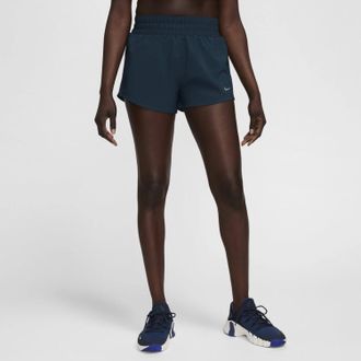 Nike One Shorts Womens Armory Navy 3 Dri-FIT Mid Rise Brief-Lined DSGL1140