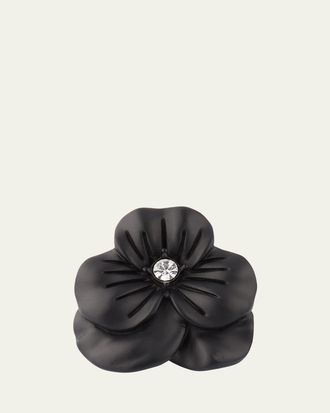 Jan Leslie Mens Matte Black Flower Lapel Pin
