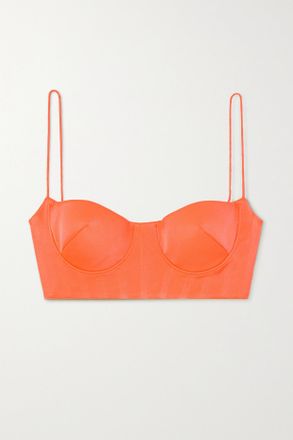 Alex Perry Crop Top In Cr&ecirc;pe Satin Fluo Hart - Arancione