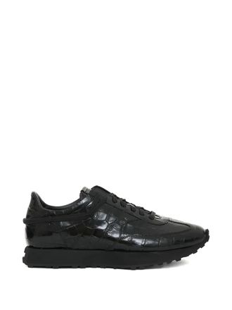Rhude lace-up croc-embossed sneakers - men - Polyurethane/Fabric/Rubber - 9 - Black