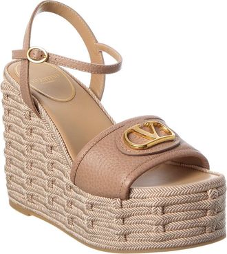 Valentino Vlogo Signature 120 Grainy Leather Wedge Sandal