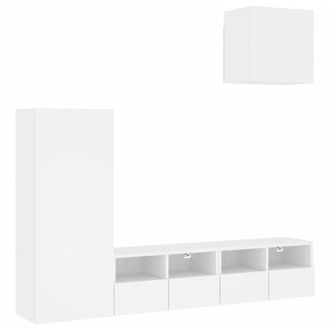 vidaXL Vidaxl - Muebles De Tv De Pared 4 Piezas Madera De Ingenier&iacute;a Blanco