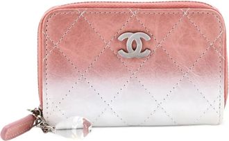 Chanel CC Zip Coin Purse Ombre Quilted Calfskin small wallets - Roze