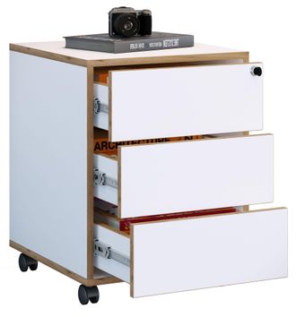 VCM Roll Container Contenedor Lateral Con Tres Cajones Dimensiones Aprox. Al. 50 X An. 39 X P. 45 Cm Envase De Oficina Con Cerradura - Salia (blanco) - Vc