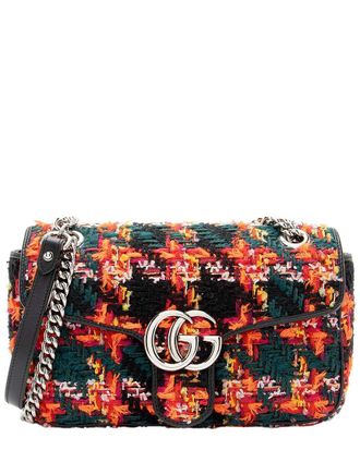 Gucci Black Tweed Gg Marmont Small Flap Bag (Authentic Pre-Loved)