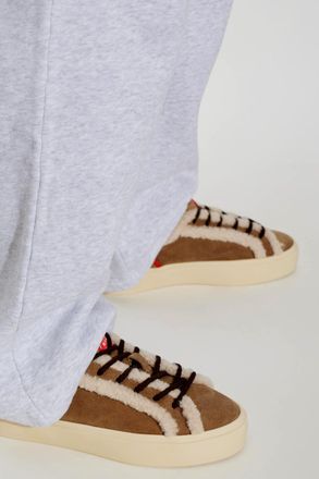 INUIKII Lila Shearling Lace Up Sports Shoes, Womens, Beige