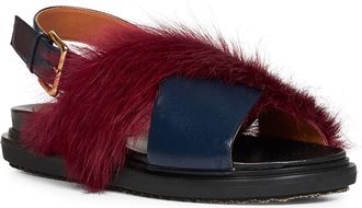 Marni Womens Blue Leather And Burgundy Fussbett Sandals Ovine (top Grain)