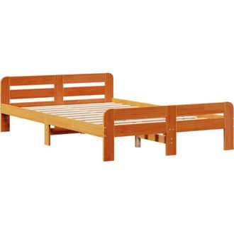vidaXL Cama Sin Colch&oacute;n Madera Maciza De Pino Marr&oacute;n Cera 120x200 Cm Vidaxl