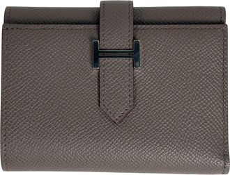 Herm&egrave;s Etoupe Gray Epsom Leather Coin Purse/Coin Case (Pre-Owned)
