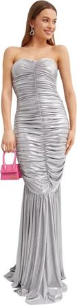 Norma Kamali Slinky Fishtail Jurk - Dames - Avondkleed - Grijs - L - Polyester - Kleedjes