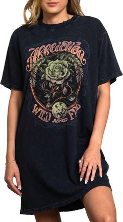 Affliction Cosmic Wild Short Sleeve Shirt Dress In Black Lava Wash