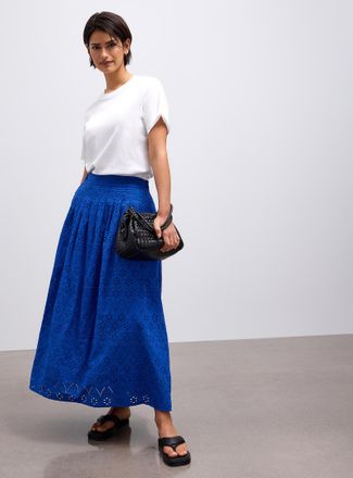 Contemporaine Womens Broderie anglaise puffy maxi skirt