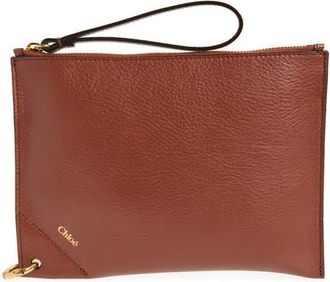 Chlo&eacute; Spin Leather Pouch in Blushy Brown at Nordstrom