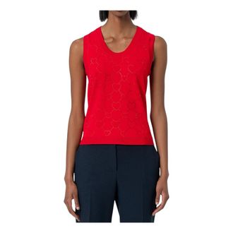 Fracomina Sleeveless Tops, female, Red, Size: XL Knitted Tank Top