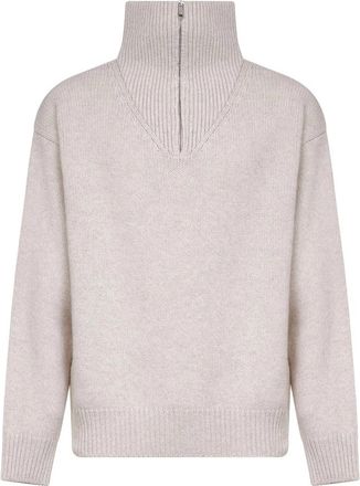 Autry Witte Sweater met Metalen Rits - Heren - Coltruien - Wit - M - Wol - Truien & Vesten
