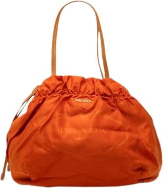Prada Pre-owned Bucket Bags, female, Orange, Size: ONE SIZE Pre-owned Vintage Nylon Tote