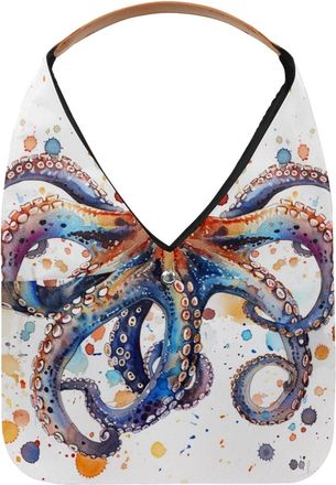 Generic Watercolor octopus (1) Reusable Lightweight Grocery Bags - Foldable Into Compact Pouch, Washable & Sturdy, Multipurpose for Shopping and Travel