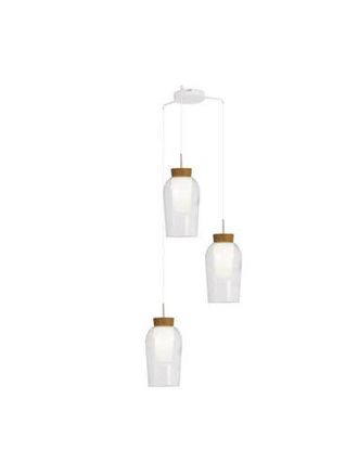 Mantra Mantra L&aacute;mpara De Techo Colgante De Cristal Nora 3 Luces El Champ E27 Base Redonda &Oslash; 53cm - Blanco/madera, Negro/m&aacute;rmol, Oro/blanco