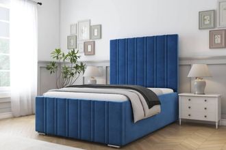 Comfort Beds Lorenzo Plush Bed Frame - 50 Upholstered Headboard in Blue | Size: Single